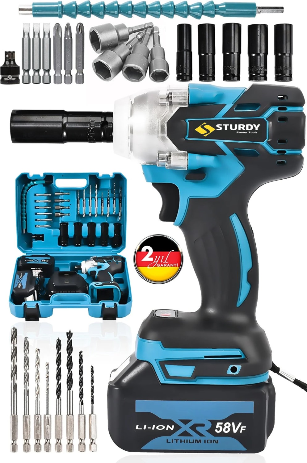 Gth Extra Güçlü 58VF Professional Somun Sökme Set Somun Sökme ve Akülü Vidalama G-112