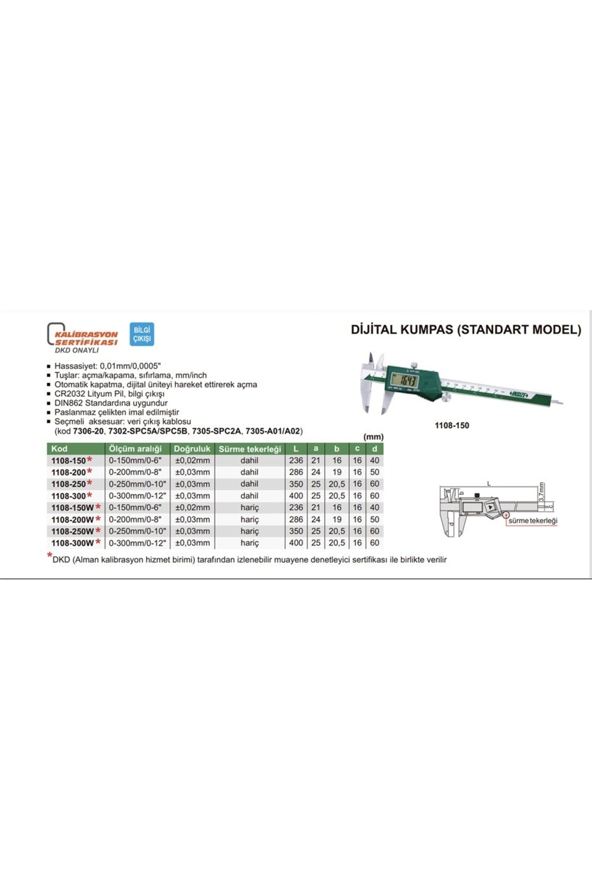 1108-300 Dijital Kumpas (standart Model)