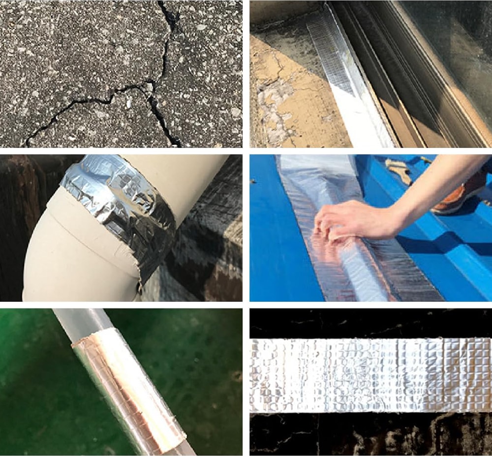 OZKUVVET 5 cm x 5 Metre Alüminyum Folyo Kauçuk Bant Yüksek Sıcaklığa Dayanan Su Geçirmez Çatı Boru Duvar Çatlak Onarıcı Tamir Yapışkan Bant Folyo