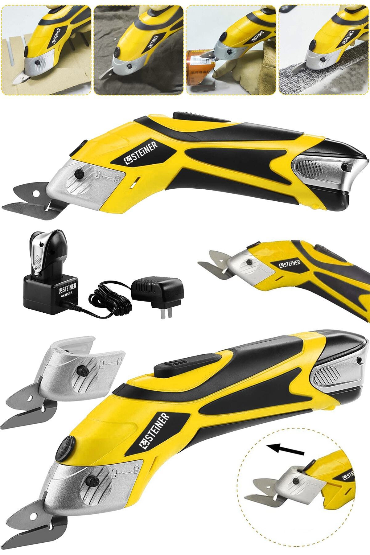 Alman Profesyonel 18 V Şarjli Çelik Dişli Çift Akülü Kumaş Kesme Deri Kağıt Makasi Çok Amaçlı Makas