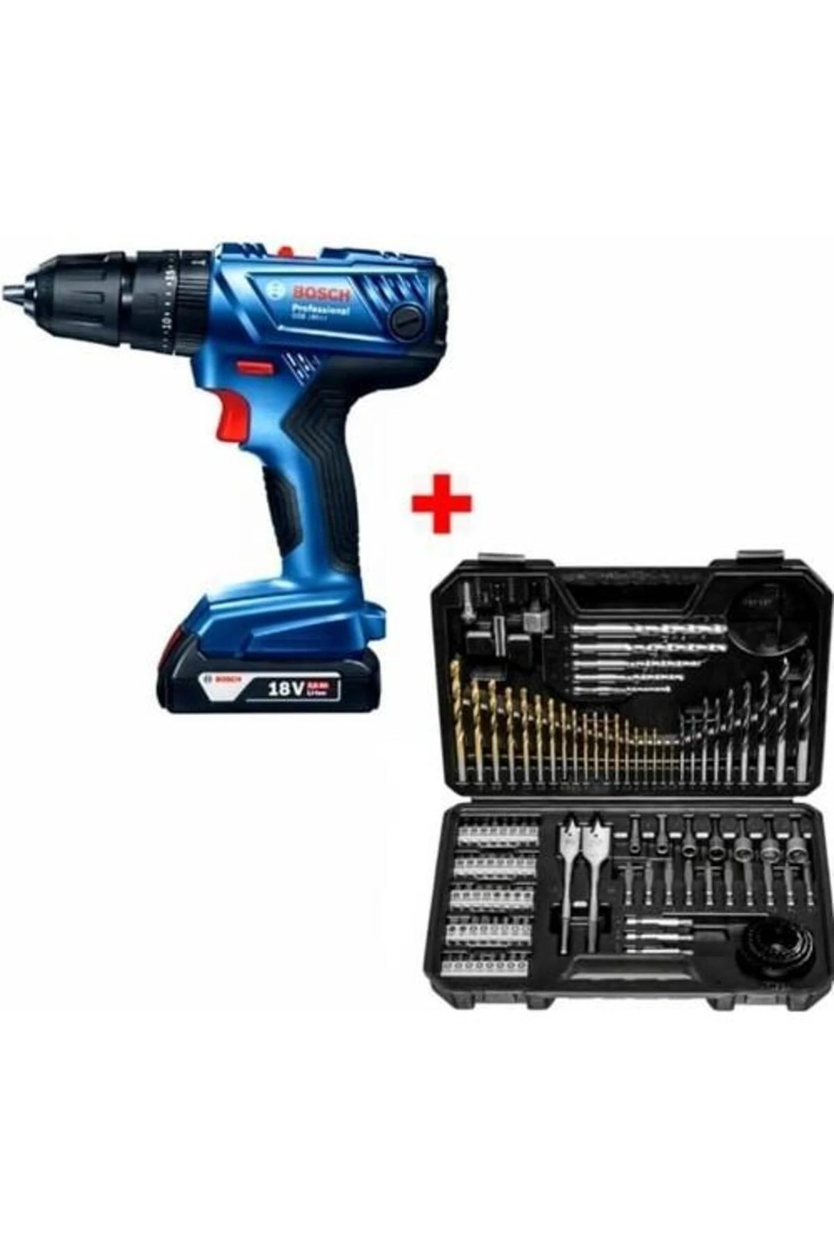 Gsb 180-lı 18v 2ah Darbeli Tek Akülü Vidalama Şarjlı Matkap Ve 103 Parça Karışık Aksesuar Seti
