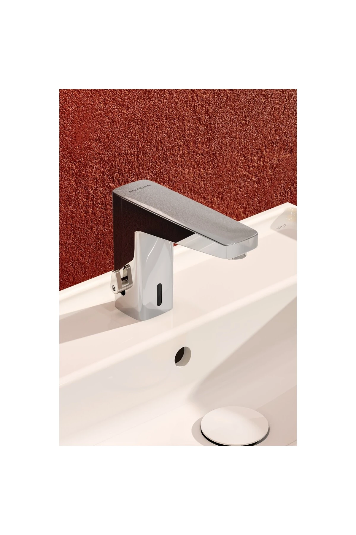 Artema Root Square A47128 Temassız Lavabo Bataryası, Elektrikli, Çift Su Girişli, Krom