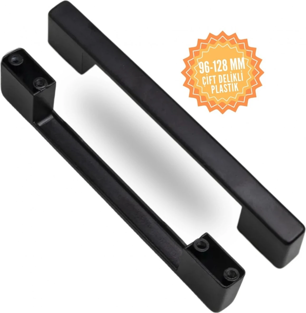 Plastik Köprü Siyah 96-128 mm Çift Delikli Kulp Lüks Country Mutfak Mobilya Dolap Çekmece Kulpu