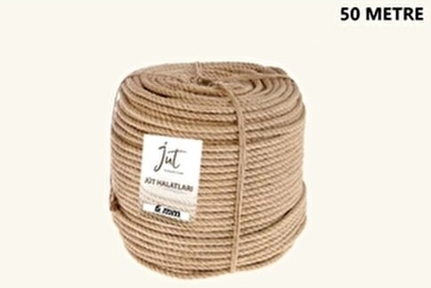 6mm 1.kalite Kendir Halat(Jüt-Urgan) Ip (50 Metre)