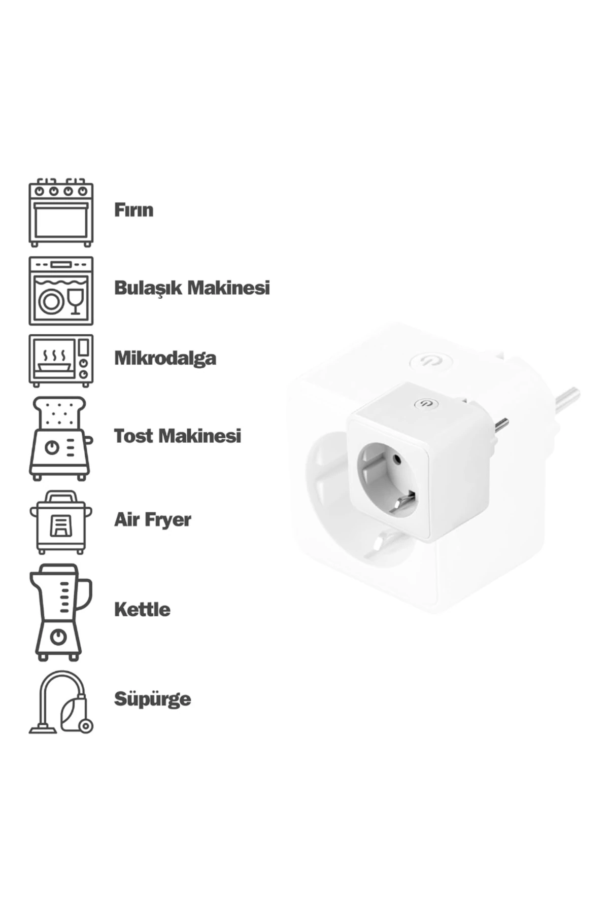 Telefon Kontrollü Akıllı Priz Wi-fi Destekli Akım Korumalı Priz