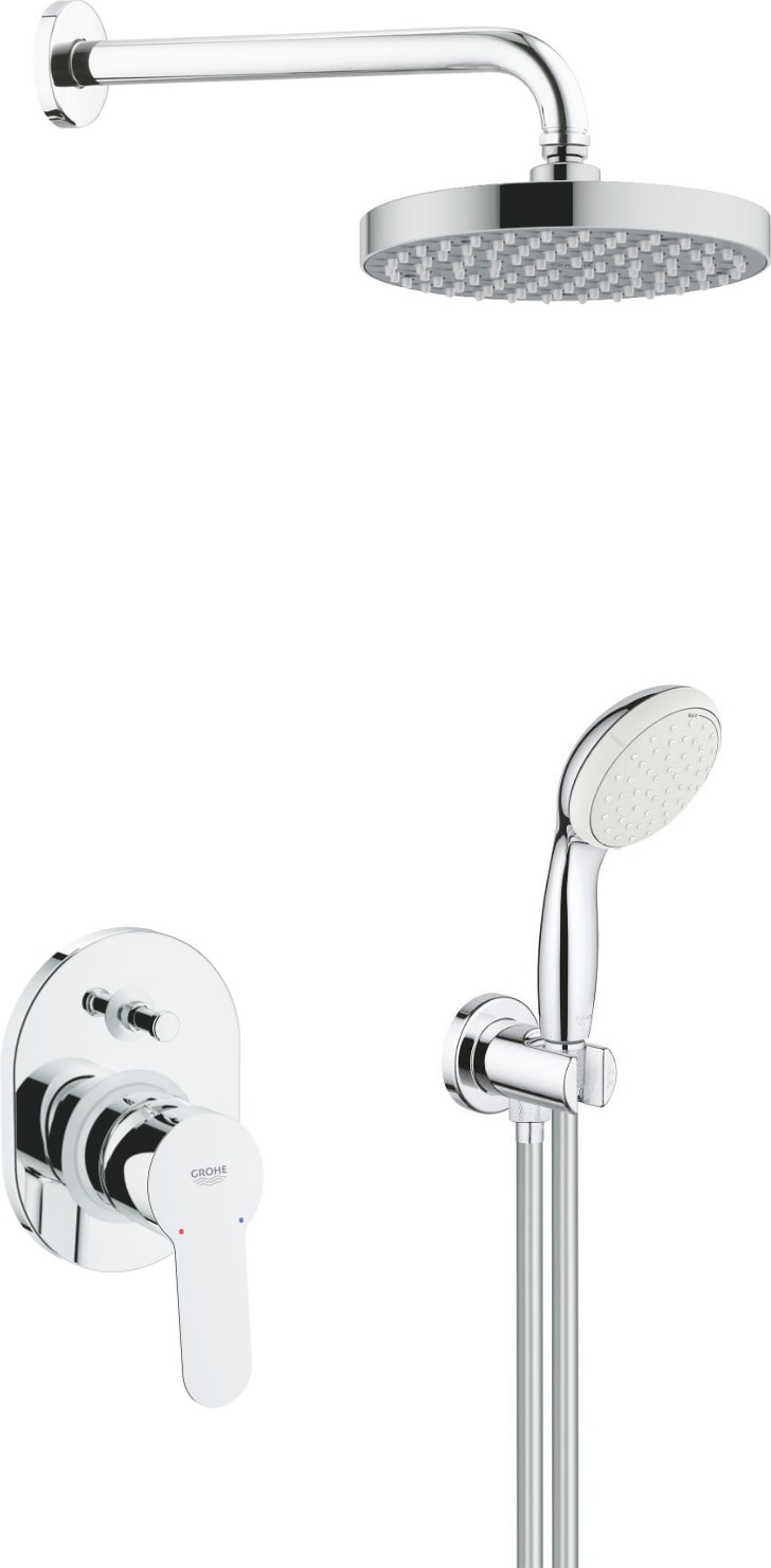 2 Çıkışlı Ankastre Duş Seti, Bau Edge 29039 Bataryalı, Krom (29039 26406 27851 27541)