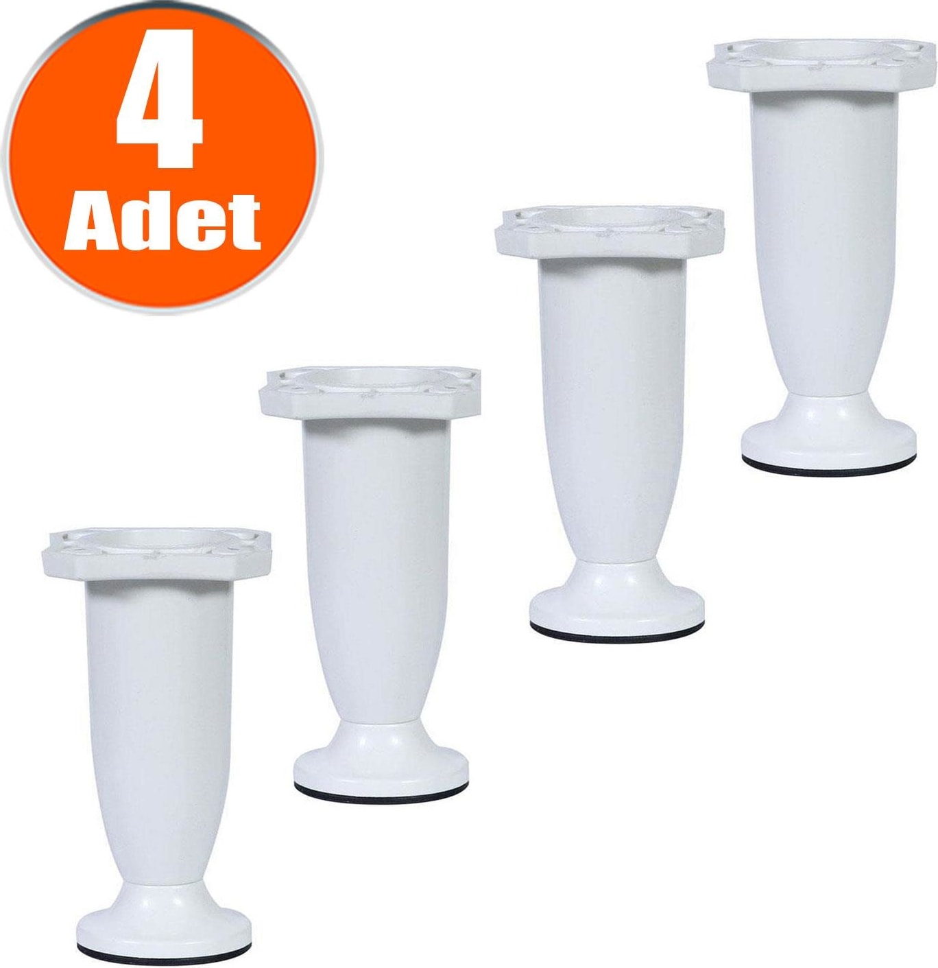 Ayarlanabilir Dolap Mobilya Kanepe Sehpa Tezgah Ayağı Plastik Beyaz Ayakları 10 Cm (4 ADET)