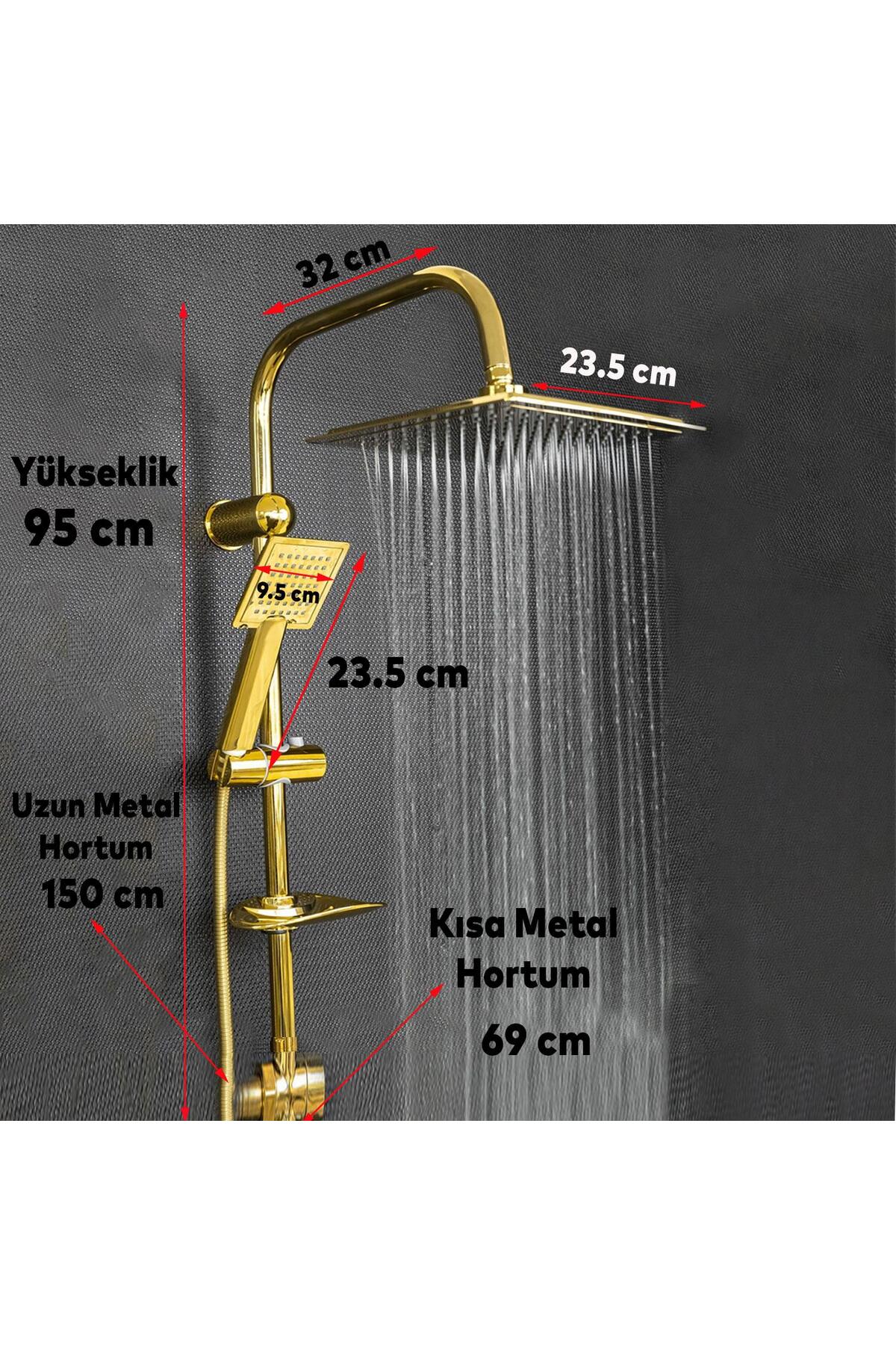 Dayanıklı Gold Kare Robot Tepe Duş Seti Shower Banyo Başlığı Takımı Başlık Sistemi Gold Altın