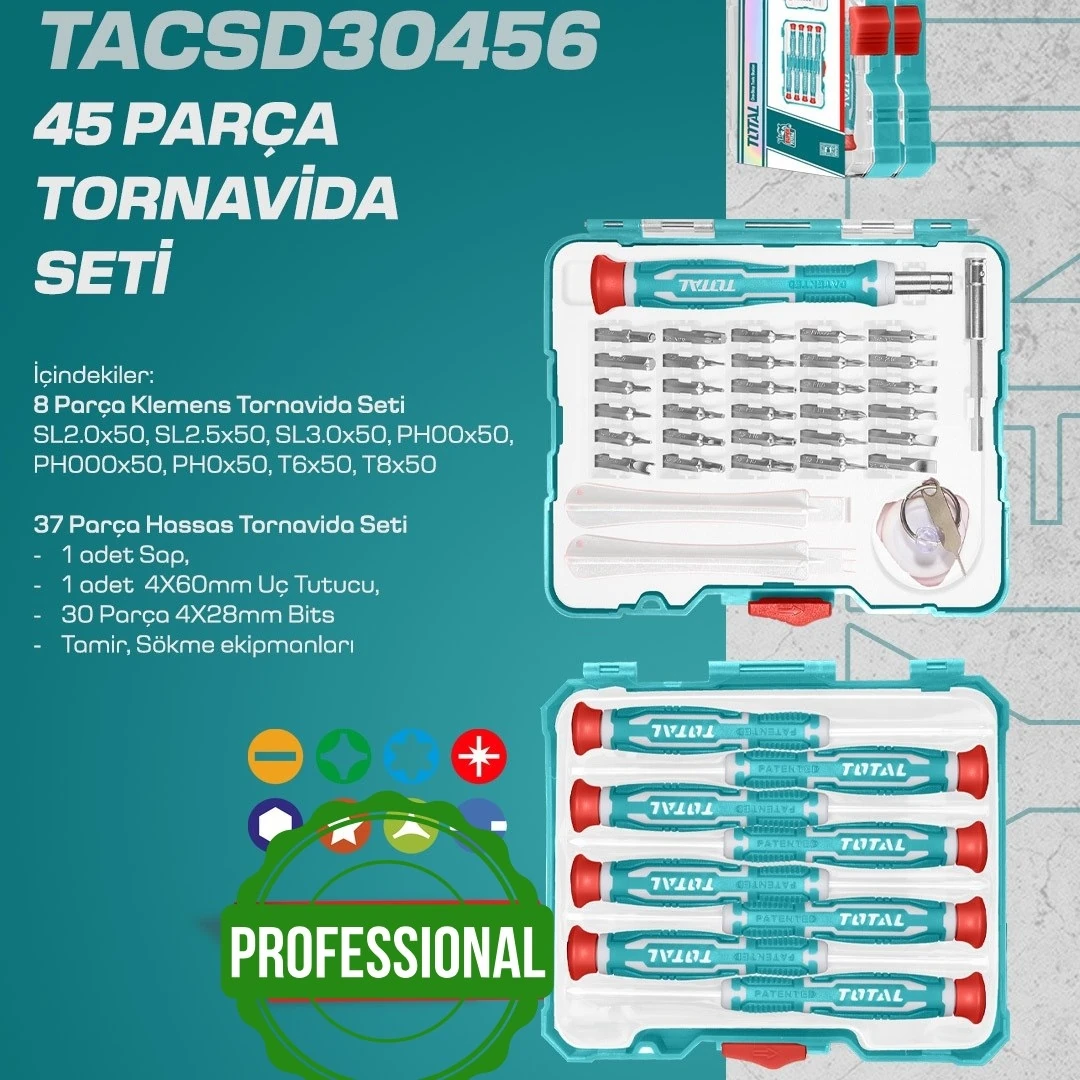 45 Parça Tornavida Seti TACSD30456