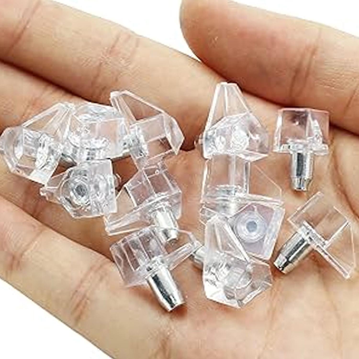 Kristal Raf Pimi Şeffaf Cam Ahşap Metal Raf Tutucu Çivisi Mobilya Dolap Pimi (100 Adet)
