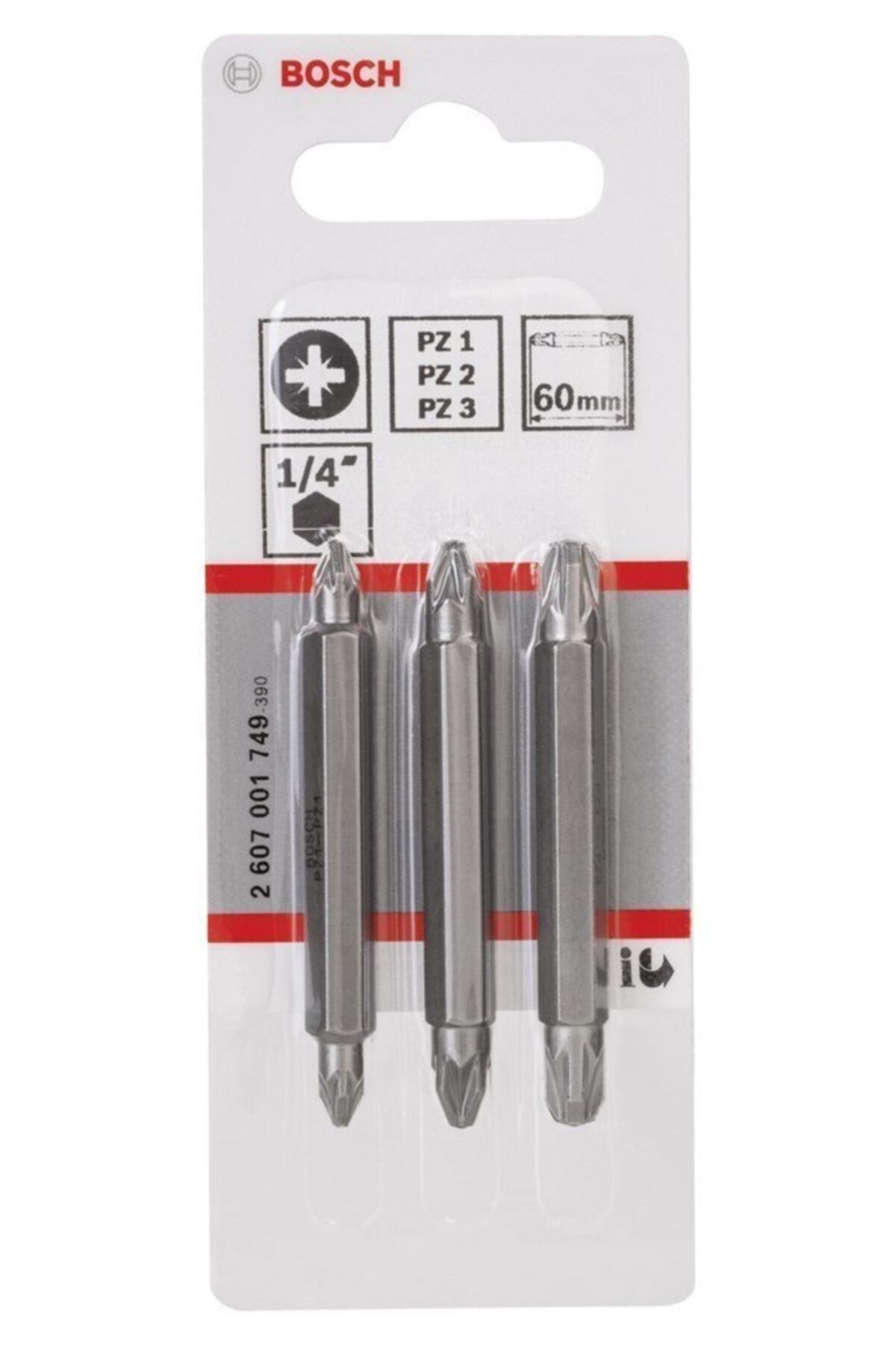 - Çift Taraflı Vidalama ucu PZ1/2/3*60 mm 3'lü