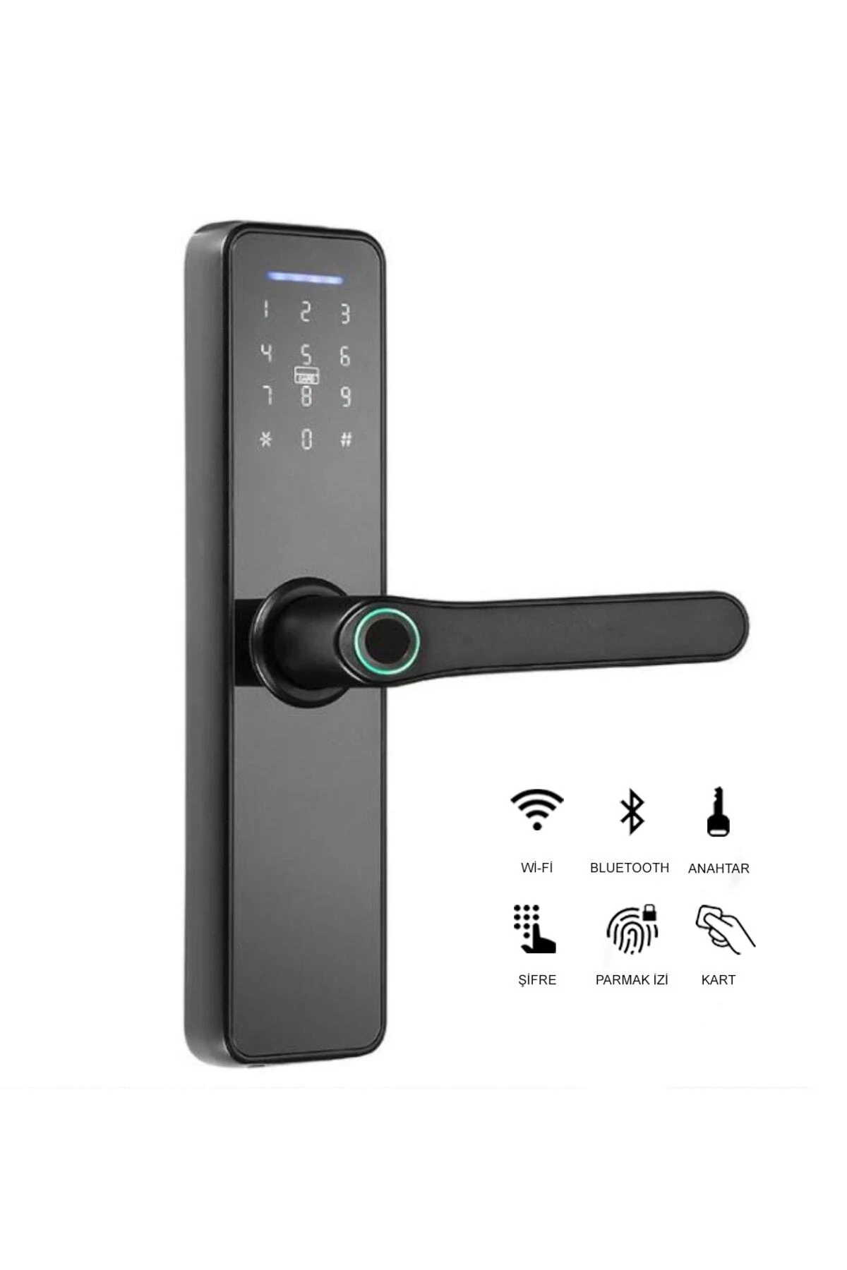 Parmak Izi, Anahtarlı, Kartlı Ve Uzaktan Kontrollü Akıllı Kapı Kilidi - App Ile Kontrol Tek Dilli
