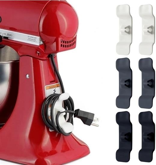 6&amp;#39;lı Pratik Kablo Toparlayıcı Yapışkanlı Klips Mutfak Air Fryer Kettle Kahve Tost Makinası (4989)