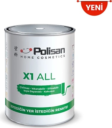 POLİSAN X1 All ile Istediğini Boya-Çizilmez-Kokusuz-Yıkanabilir Dönüşüm Boyası 0.75LT Badem Kahvesi