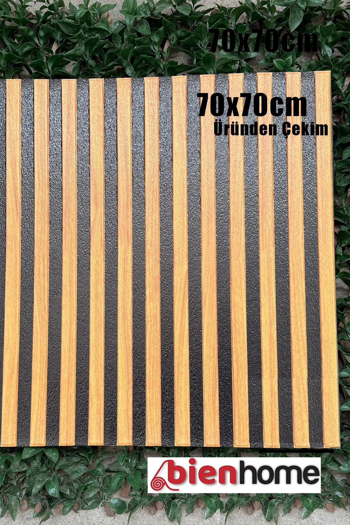 Lambri Panel Ahşap Duvar Çıtası Desenli Kendinden Yapışkanlı Duvar Paneli Köpüğü 70x70cm