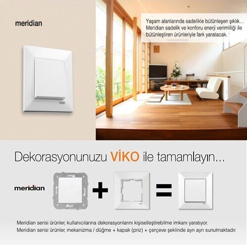 Karre/meridian Beyaz Komütatör Anahtar VİKO-9096 7002