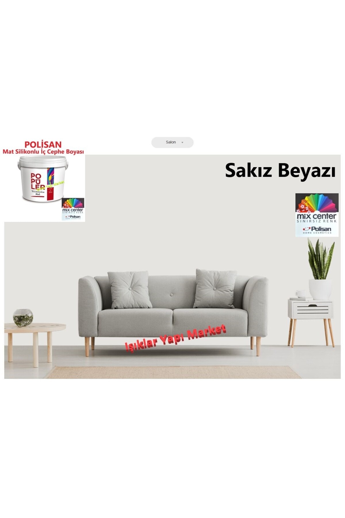 POLİSAN Popüler Silikonlu-iç Cephe Duvar Boyası--sakız Beyazı