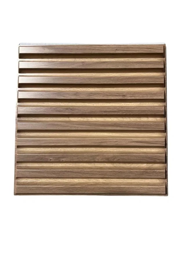 1m² (50cmx50cm 4 Adet)Kahverengi 3D ABS PVC Malzeme Dayanıklı Duvar Paneli Silinebilir Lambiri Panel