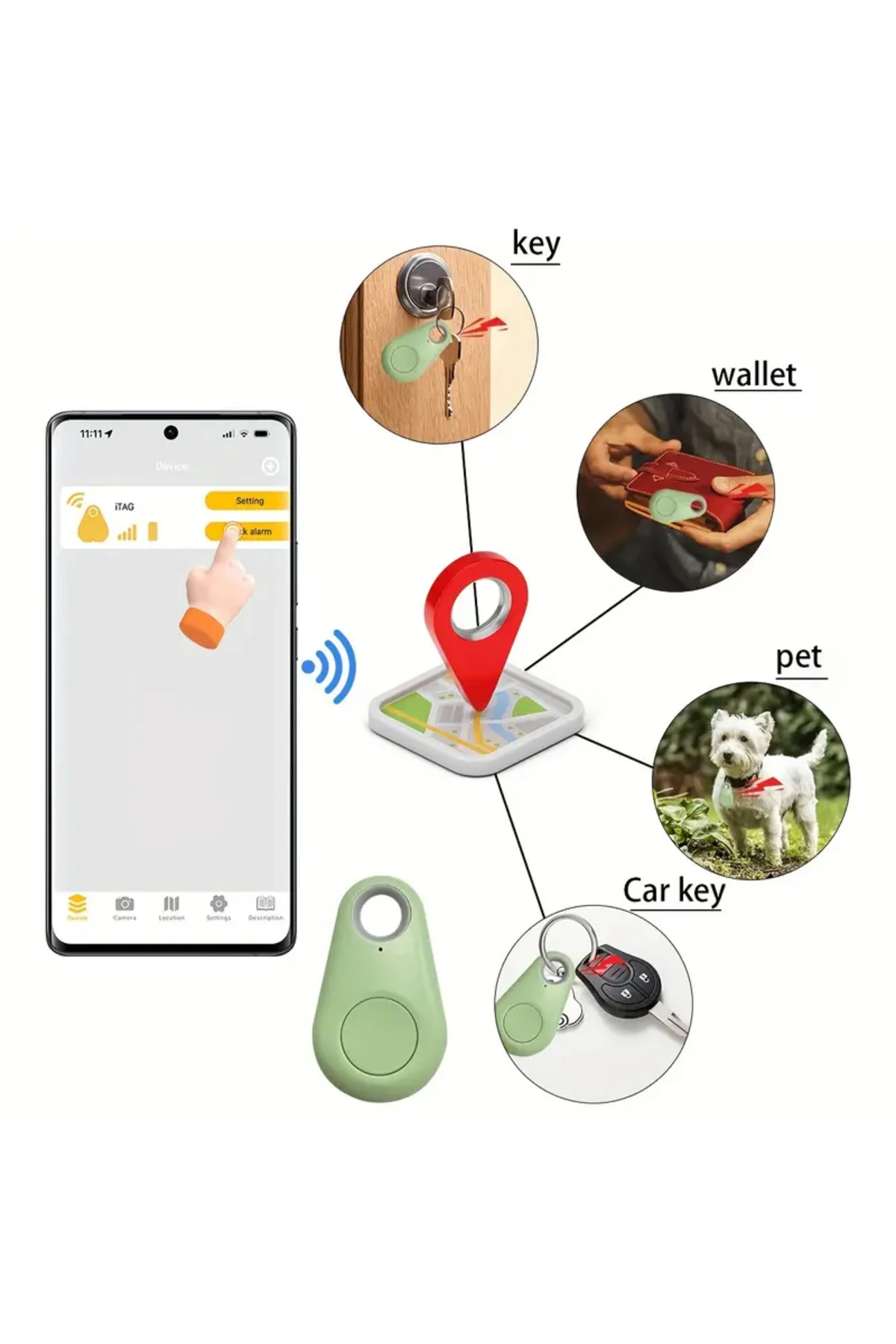 Akıllı Anahtar Bulucu Kayıp Alarmı, Evcil Hayvanlar, Cüzdan, Anahtarlar için GPS İzleyici