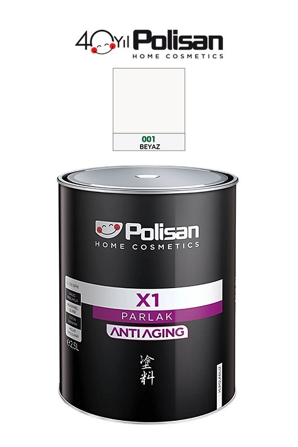 X1 ANTİAGİNG Parlak Yağlı Boya, Sentetik Ahşap Ve Metal Boyası 001 - Beyaz | 2,5L