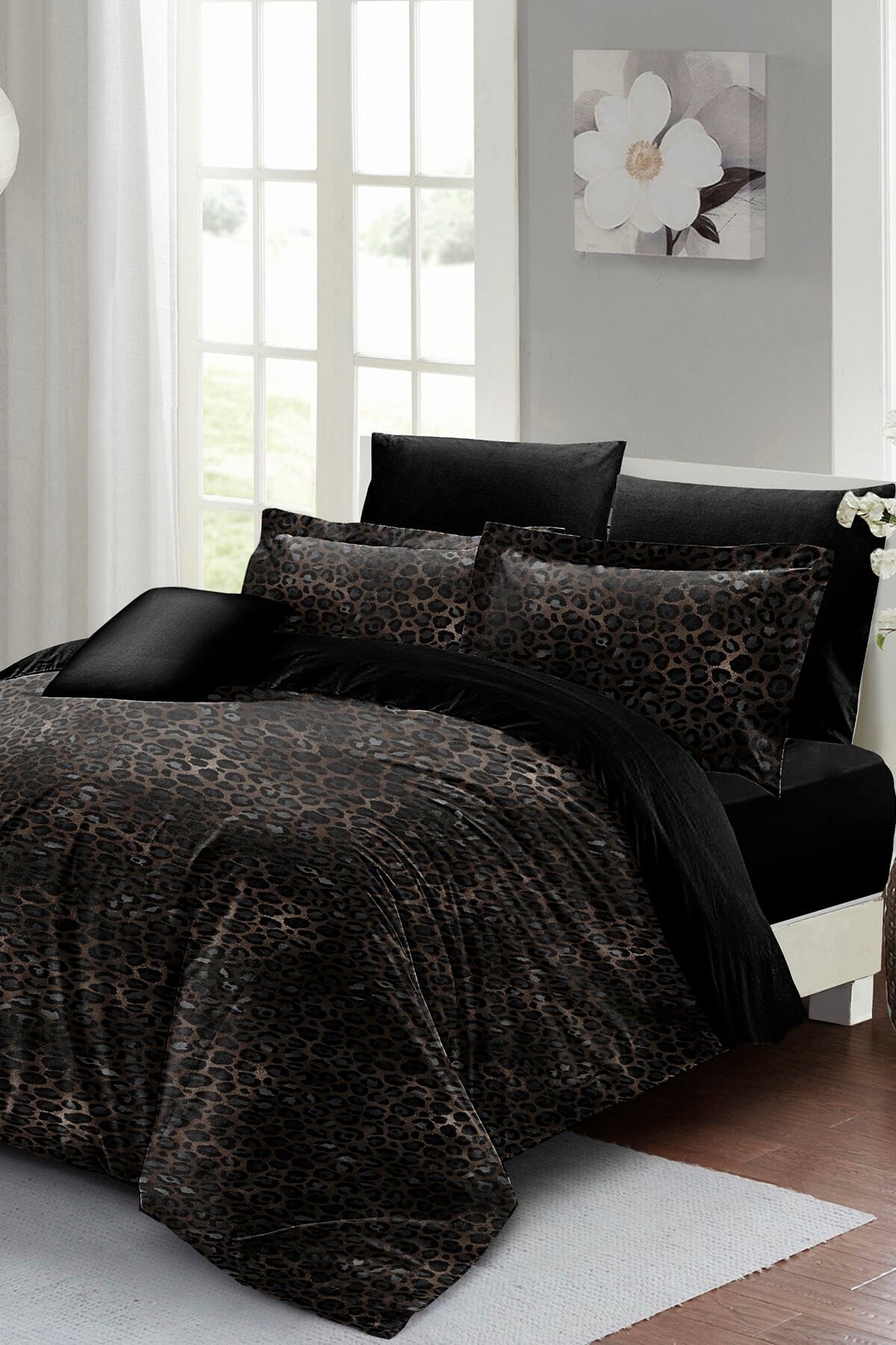 Kıng Sıze Leopar Print Çift Kişilik Nevresim Takımı %100 Pamuk Saten 3d Özel Tasarım 220x240cm