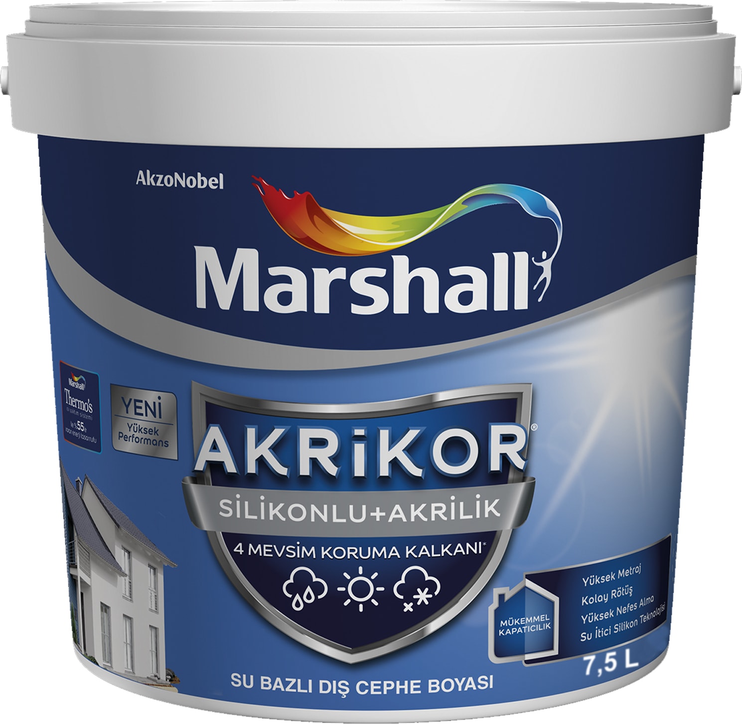 Akrikor Silikonlu + Akrilik Boya T2 7,5 Lt (10 Kg)