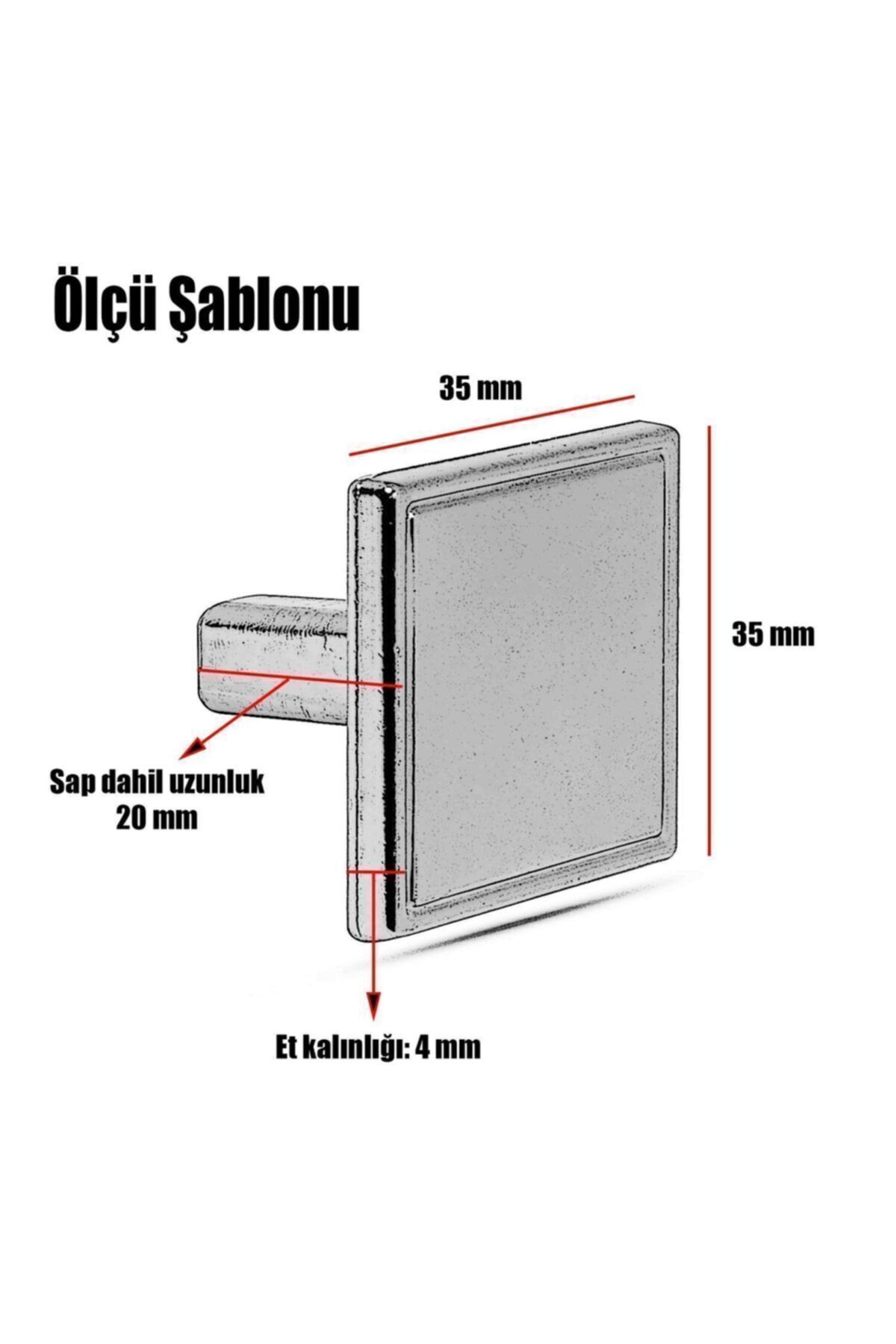 BADEM10 Art Düğme Kare Kulp Mobilya Mutfak Çekmece Dolap Dolabı Kapak Kulpu Kulpları Kulbu Metal (MAT SİYAH)