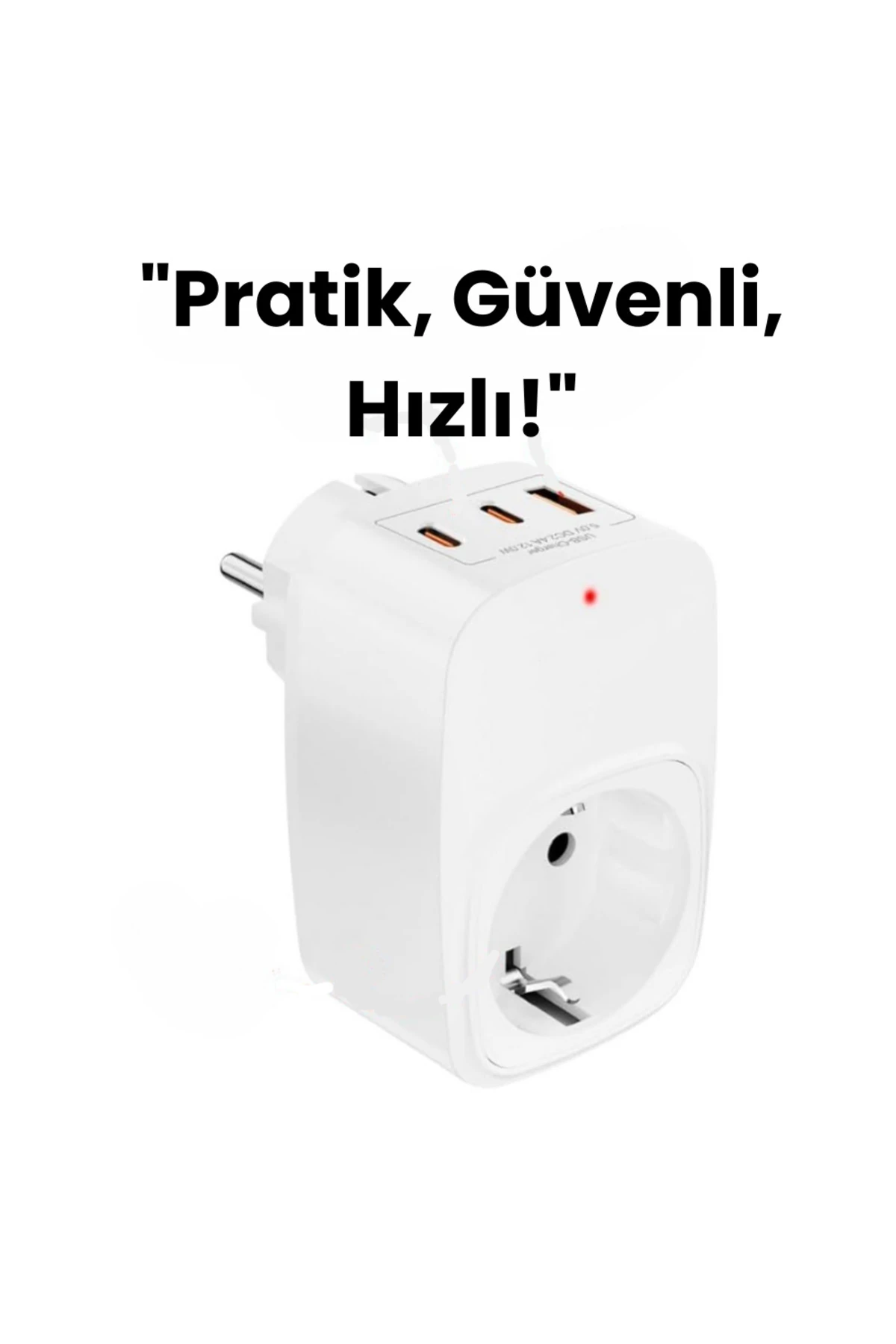 Akıllı Duvar Prizi – 3 Port, Hızlı Şarj Uyumlu, Kompakt Tasarım