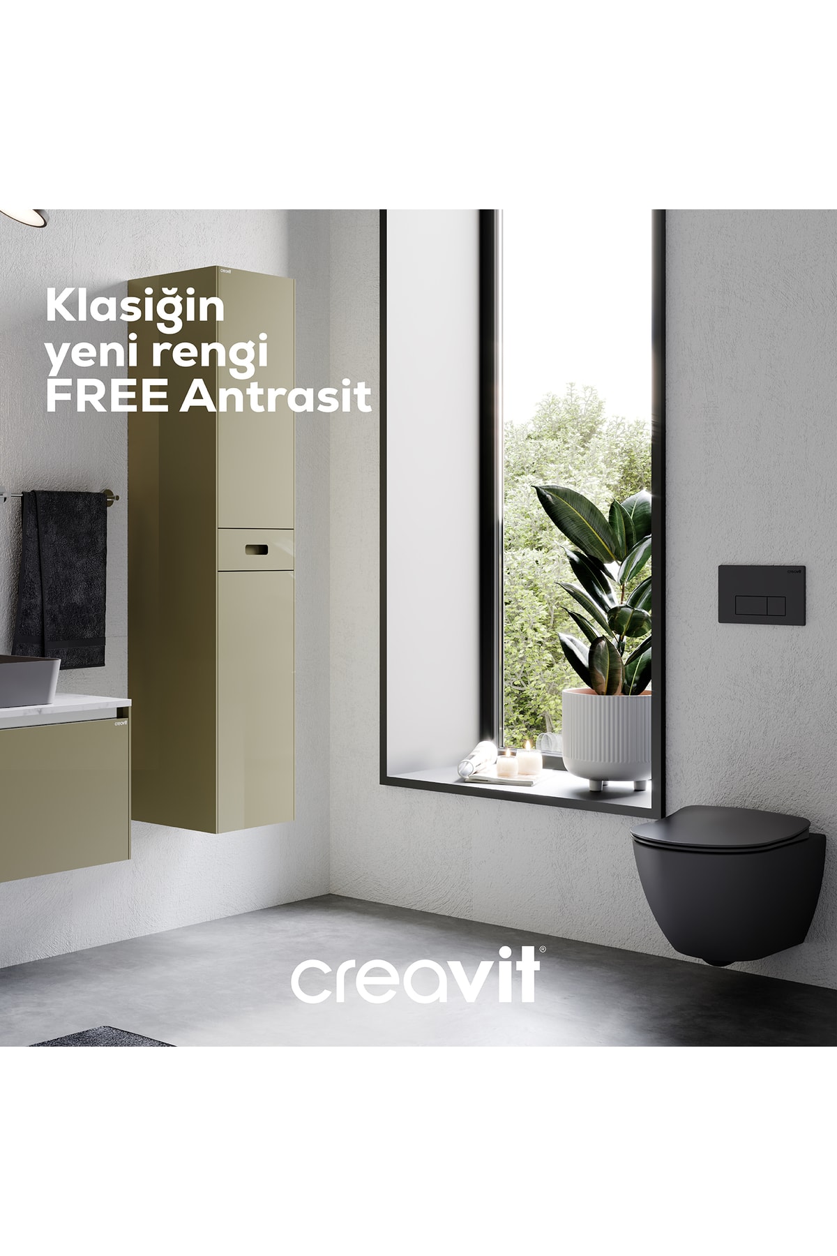 Free Rim-Off Mat Antrasit Renkli Gömme Rezervuar Takım Set