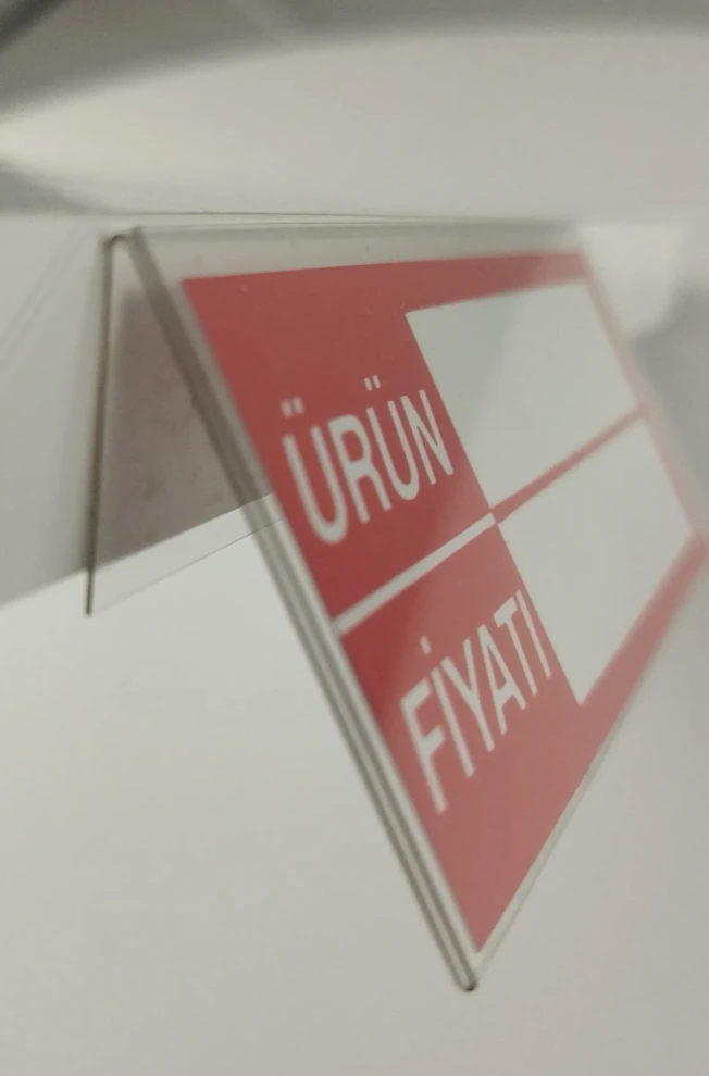 Raf Önü Kendinden Yapışkanlı Etiketlik, Pvc Raf Önü Açılı Plastik Etiketlik 40X100 mm - 100'LÜ Paket