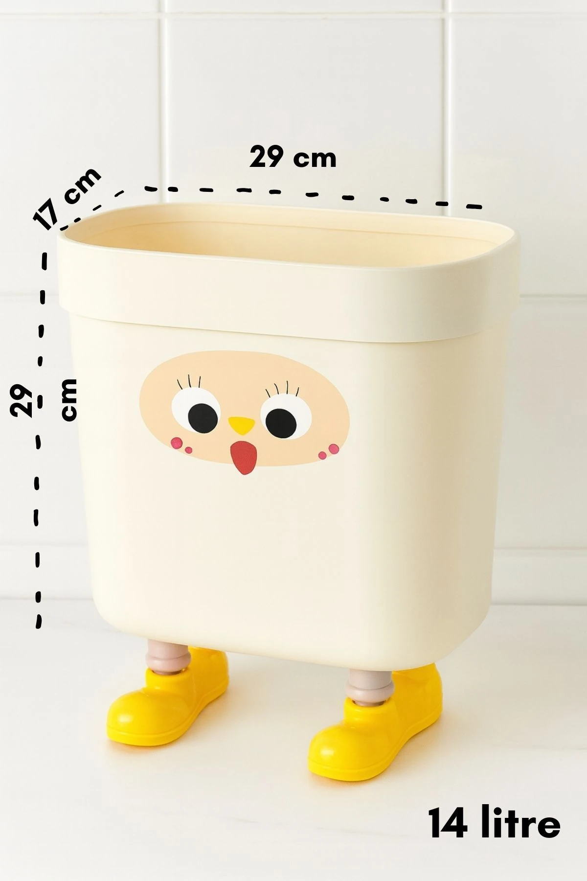 Ayaklı 14 Litre Çöp Kovası – Sürpriz Sticker İfade ile Eğlenceli Kullanım