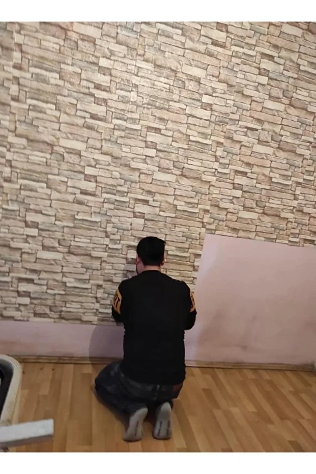 Nw46 Kendinden Yapışkanlı Çok Renkli Taş Kahve Köpüğü Yapışkanlı Paneli 6 Adet 70x77 cm