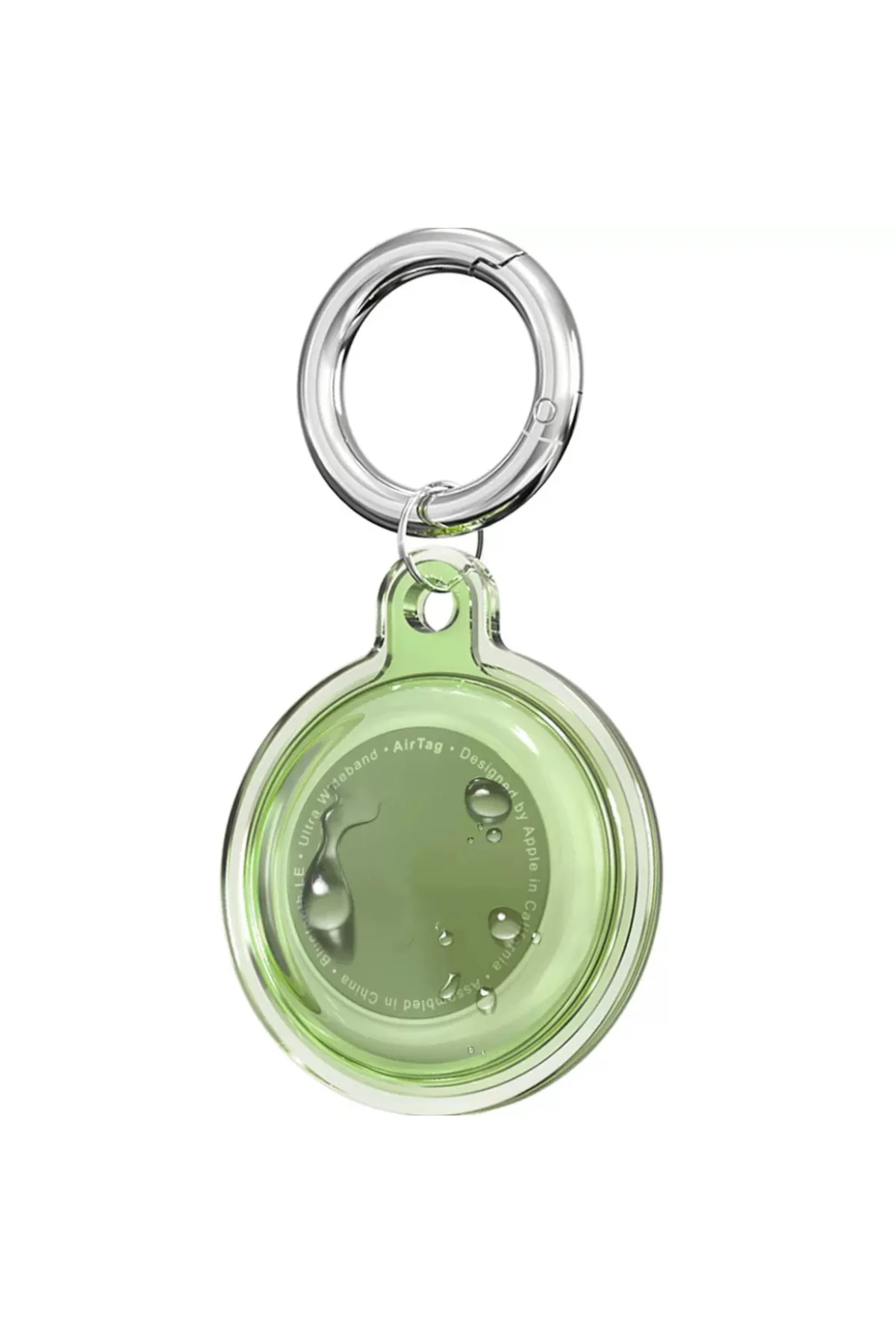 Airtag Şeffaf Su Geçirmez Koruyucu Kılıf Metal Anahtarlık Aparat Ve Dayanıklı Yeşil Silikon