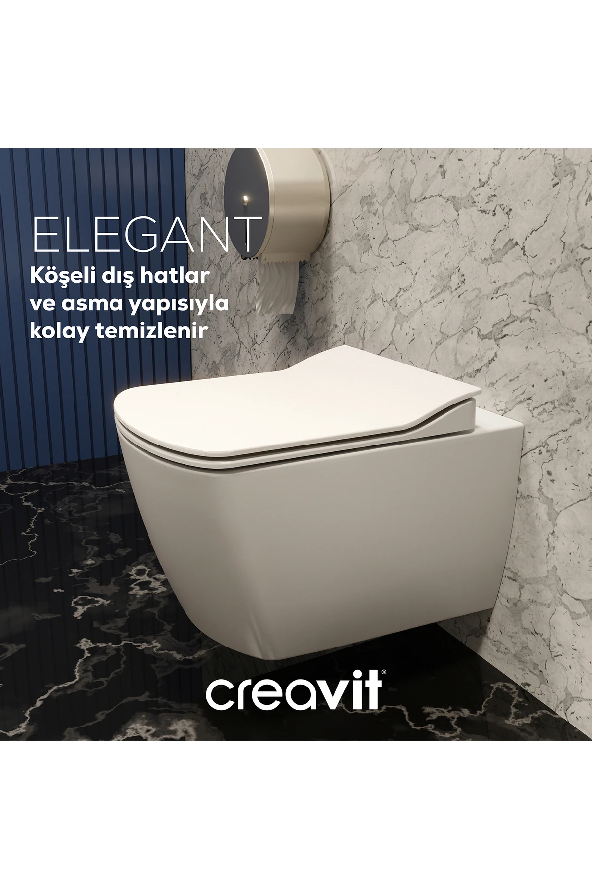 Elegant Rim-Off Asma Klozet ve Duroplast Yavaş Kapanan Klozet Kapağı