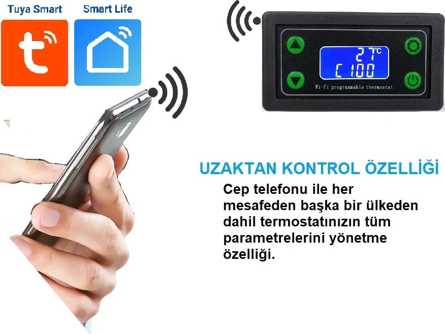 Smart Wifi 12-24V 1000C 10A Termostat
