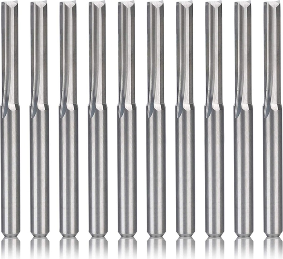 BOSCH 10 Adet 2 Flüt Cnc Freze Uçları 3.175MM Düz Yuvası Tungsten Çelik Freze Kesici Ahşap Plastik (Yurt Dışından)