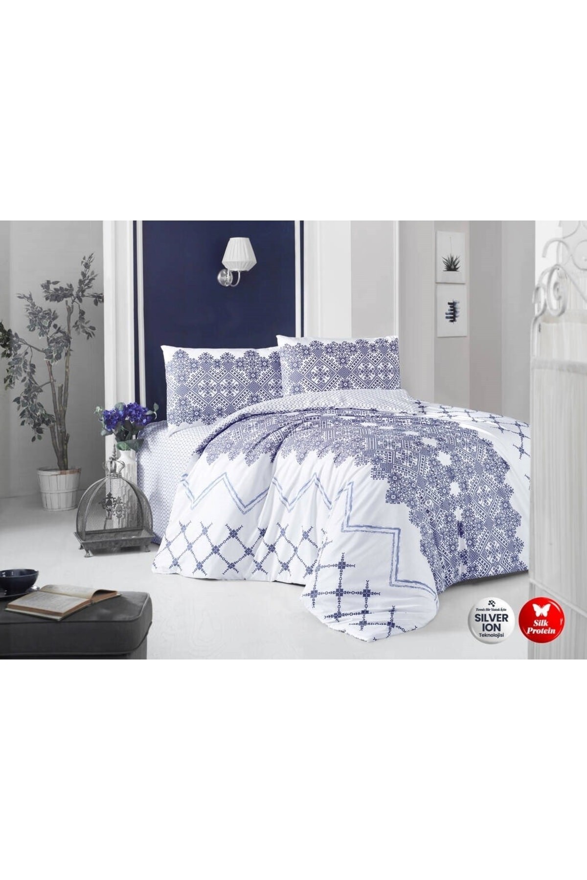 Çift Kişilik Ranforce Nevresim Takımı Lienzo Indigo