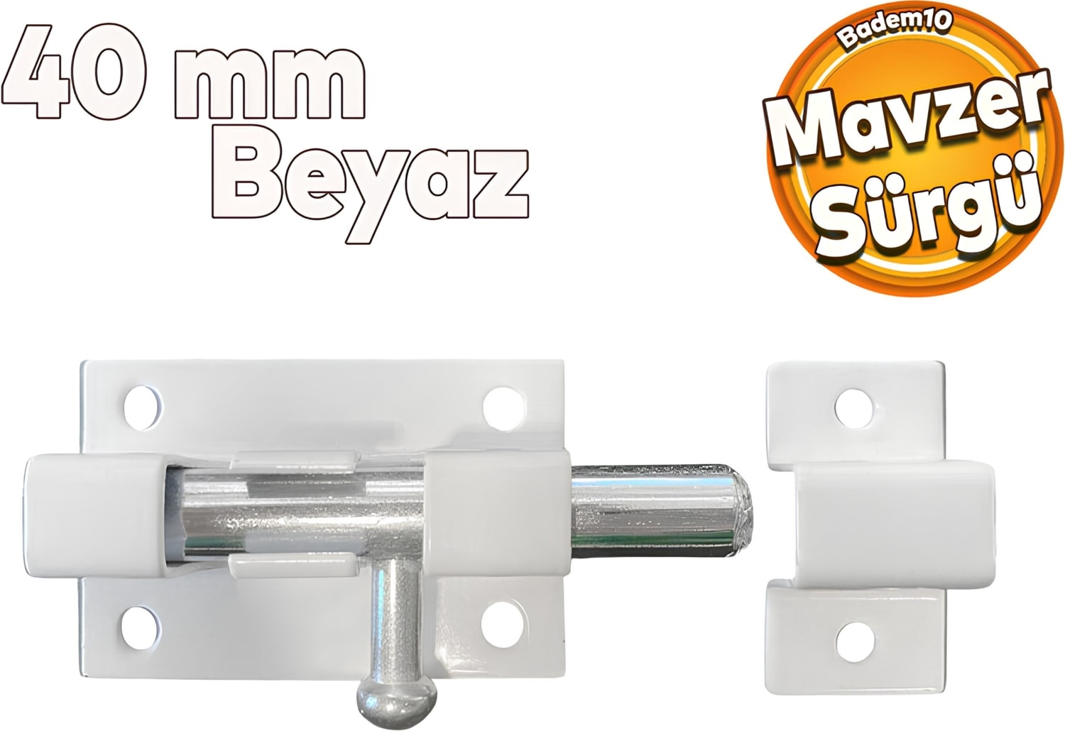 Kapı Sürgüsü Küçük Metal Beyaz Mavzer Sürgü Sürgülü Kilit 25X40 mm Kapı Pencere Emniyet Kilidi