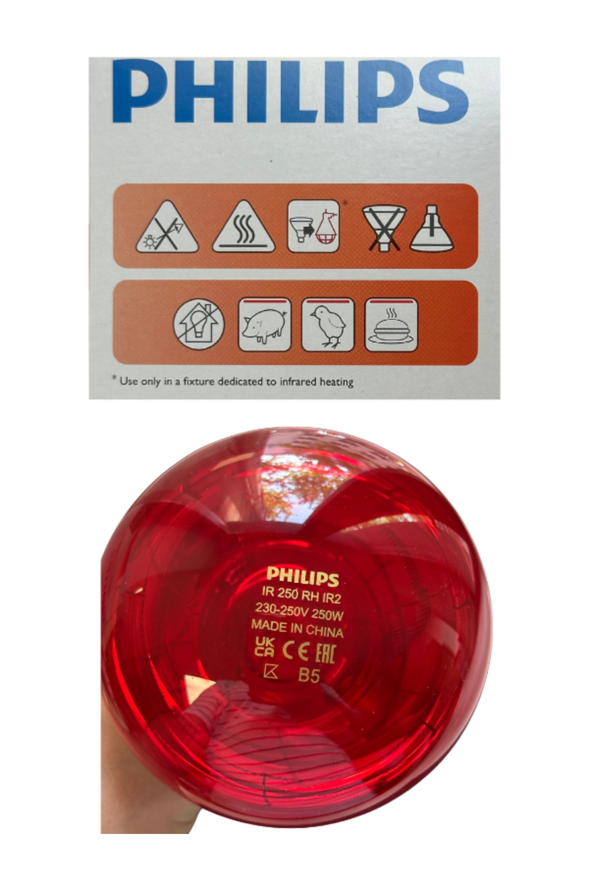 (10 Adet) 250W Kızılötesi (infrared) Hayvan Isıtma ve Fizik Tedavi Lambası (Kırmızı Işık)