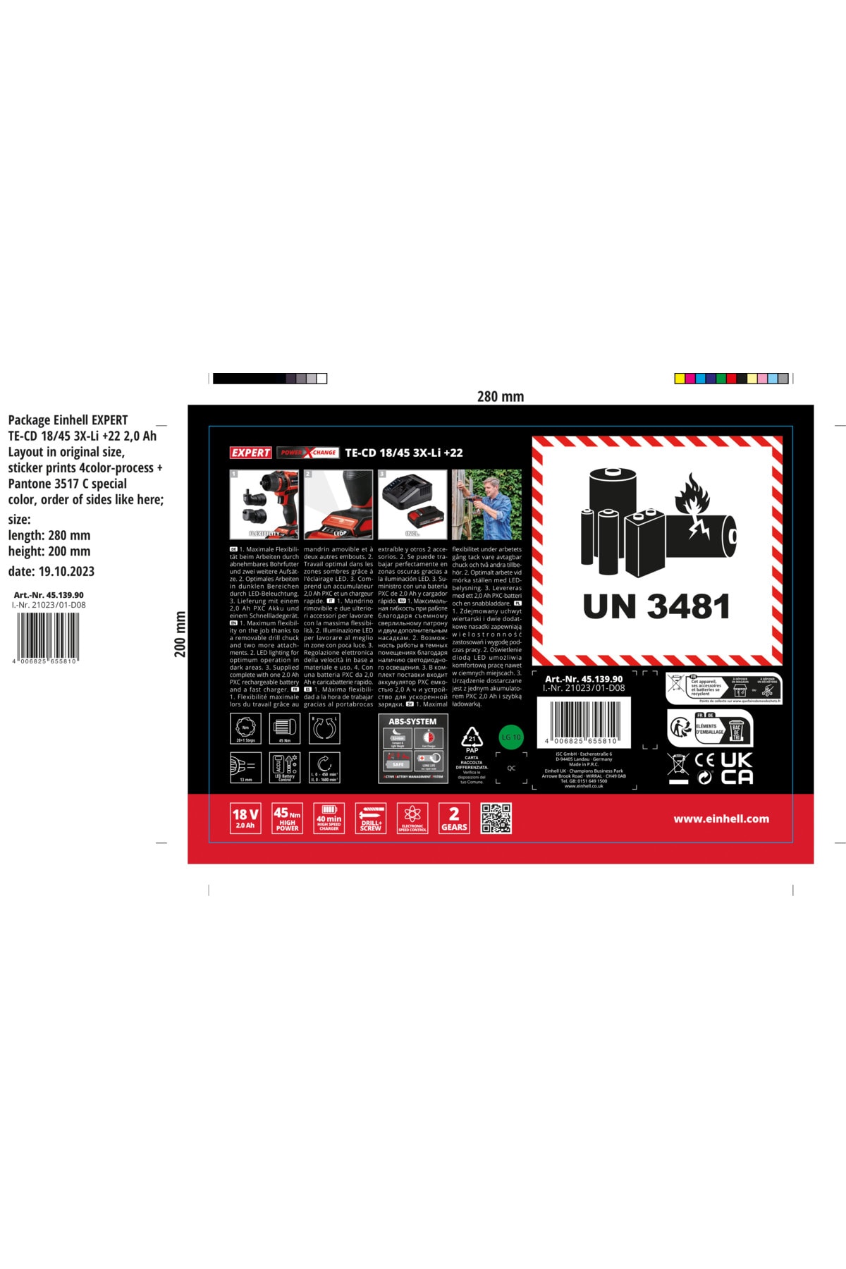 EİNHELL Te-cd 18/45 3x Li 22 (1X2,0 AH), Akülü Vidalama - 4513990