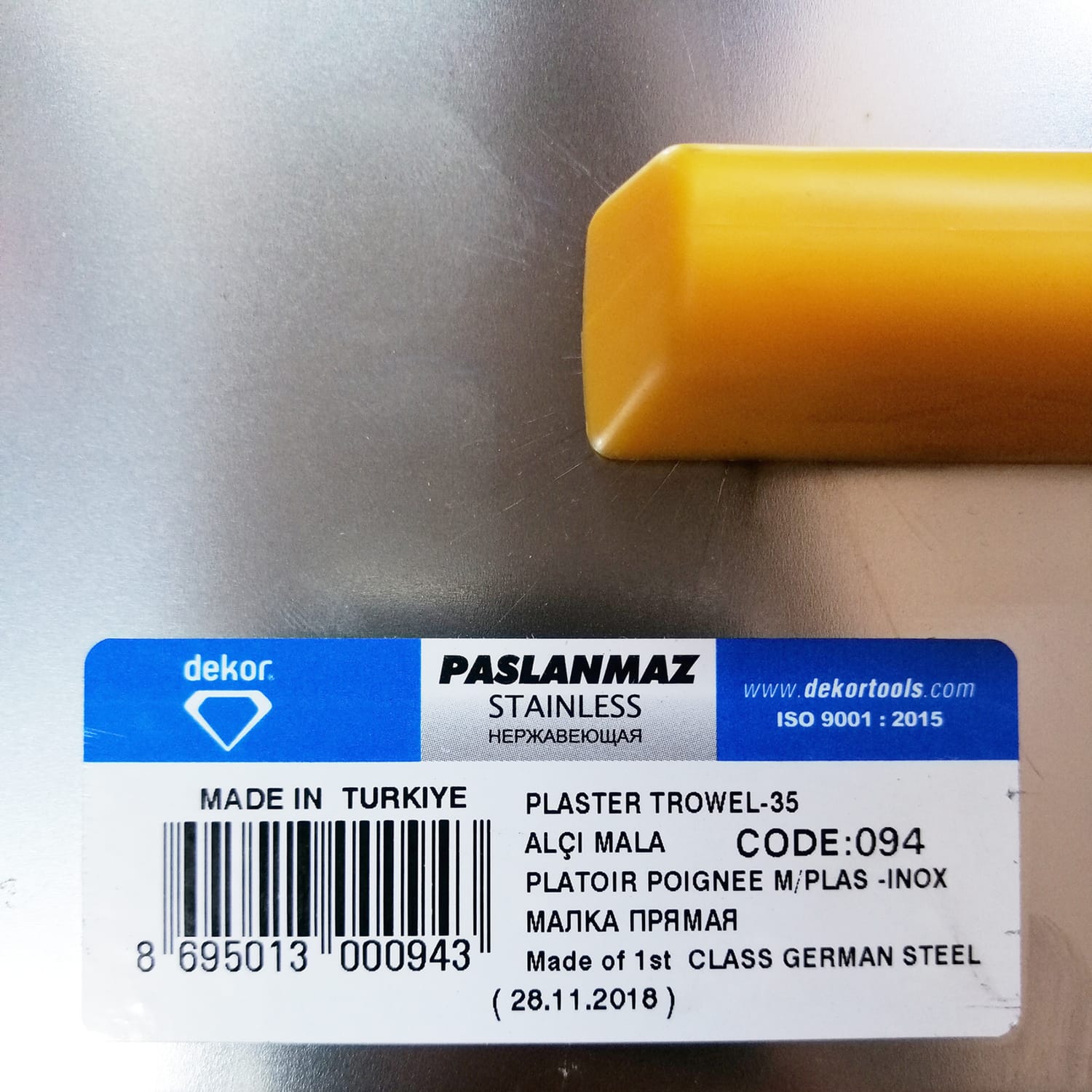 DEKOR Alçı Malası 35CM ( Paslanmaz Çelik Inox)