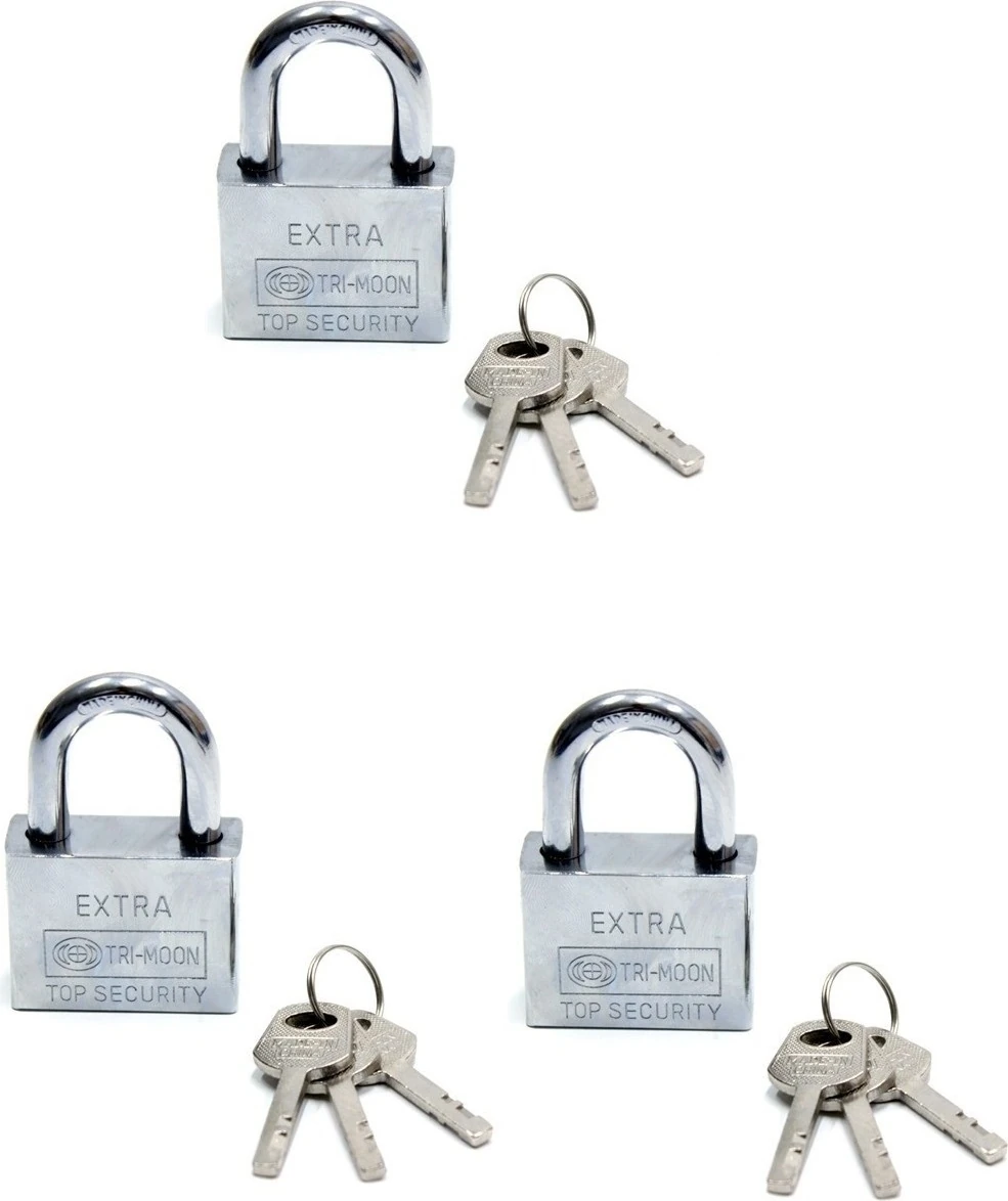 Akıllı Anahtarlı Asma Kilit 3lü Set - Mastercare Tri-Moon Master Anahtarlı 3 Lü Çelik Asma Kilit
