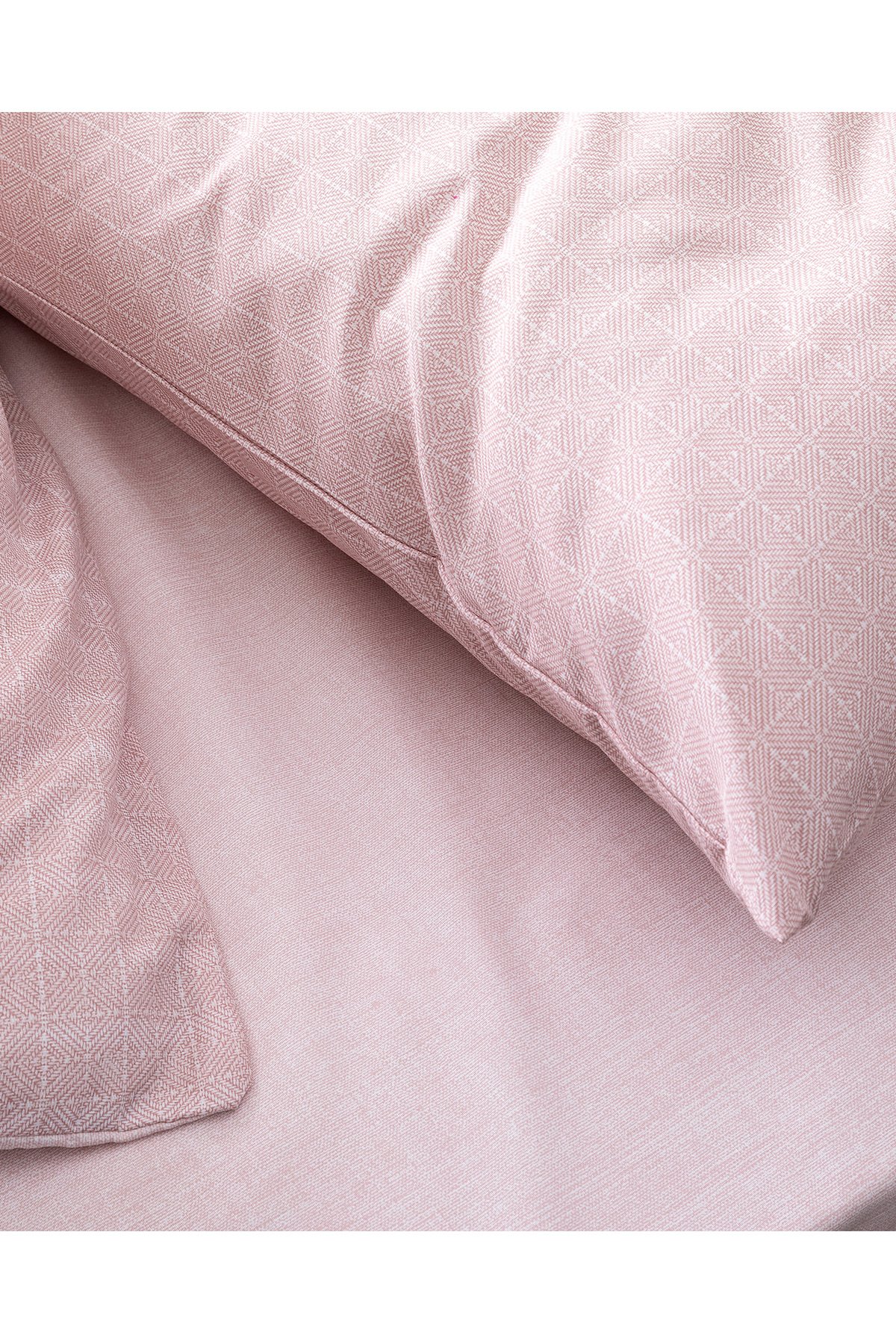 Odette King Size %100 Pamuk Ranforce Baskılı Nevresim Takımı - Pudra