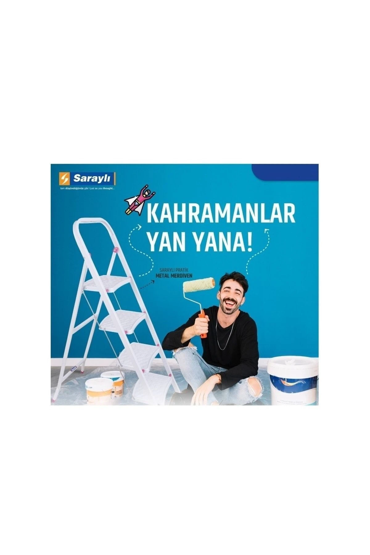 Xxx Pratik Metal Merdiven Beyaz 3 Basamaklı Güvenli Kilit Sistemi Kaymaz Basamaklar