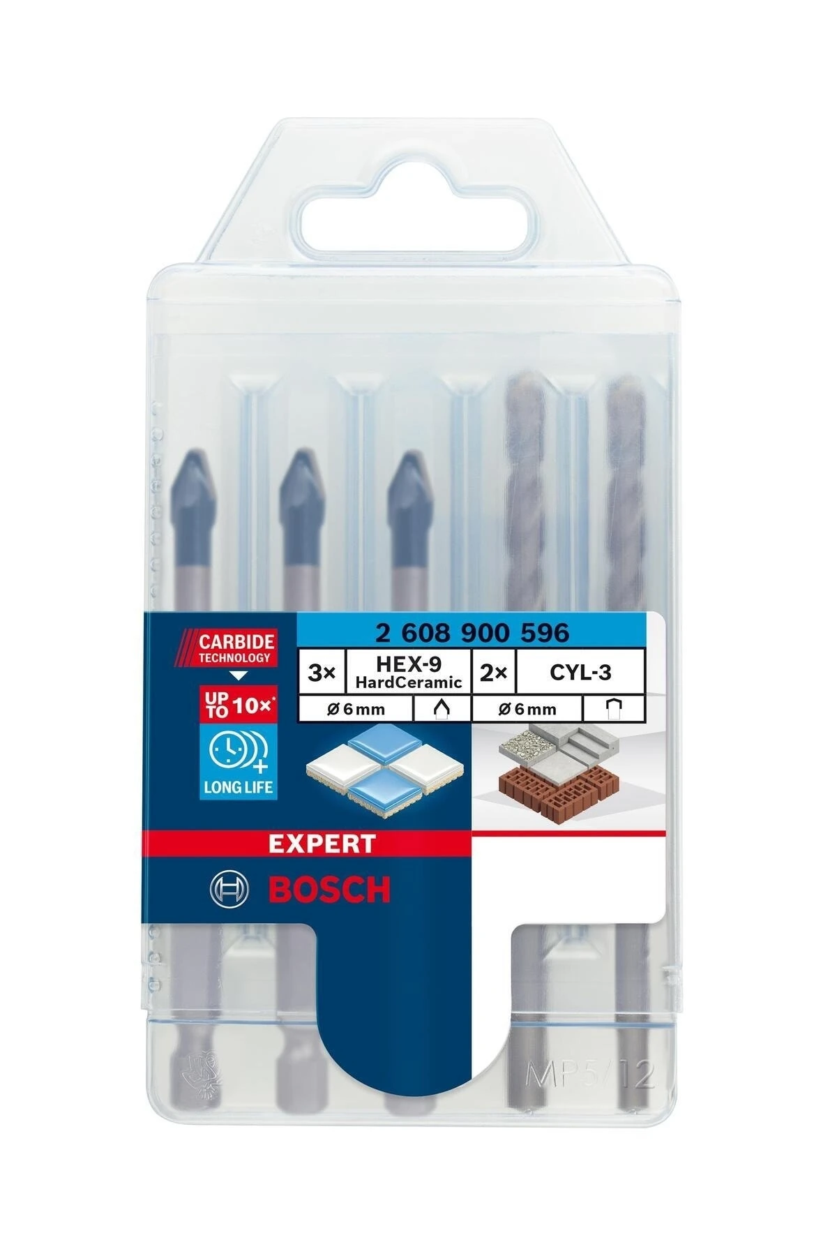 Expert 3 x HEX9 2 x CYL3 5'li 6 mm Sert Seramik Delme Ucu 2608900596
