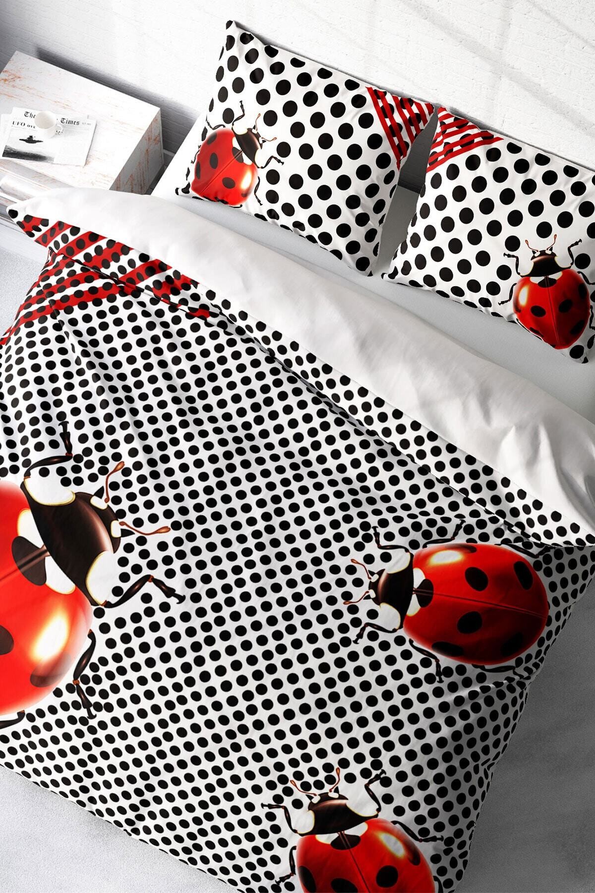 Kıng Sıze Ladybug Naturel Çift Kişilik Nevresim Takımı 220x240cm