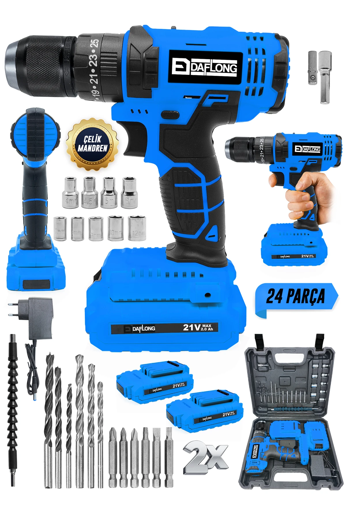 21V ÇELİK SANZUMAN ÇELİK MANDREN BAKIR SARGILI AKÜLÜ VİDALAMA