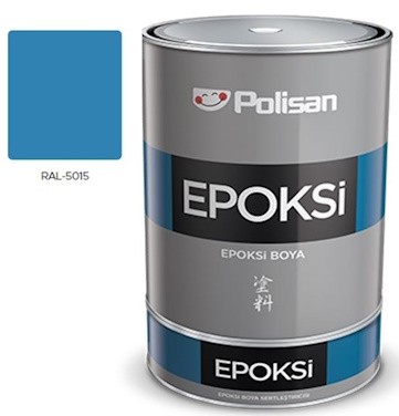 Polisan Epoksi Boya 20 kg Takım (16 kg A + 4 kg B) Gök Mavi Renk 