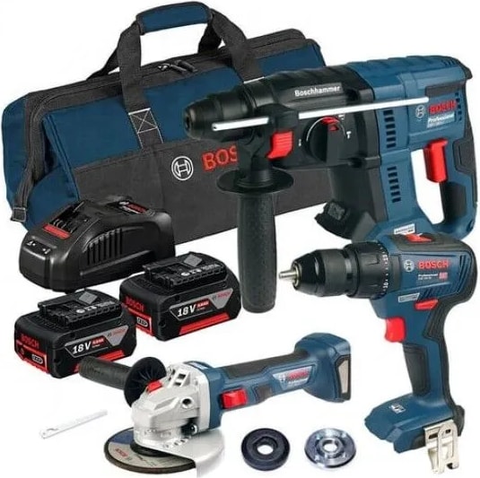 BOSCH Professional Gsr 18V-50+ Ghb 180 + Gws 180 2* Gba 18V 3 Lü Set 5.0AH 18V 2 Adet Batarya