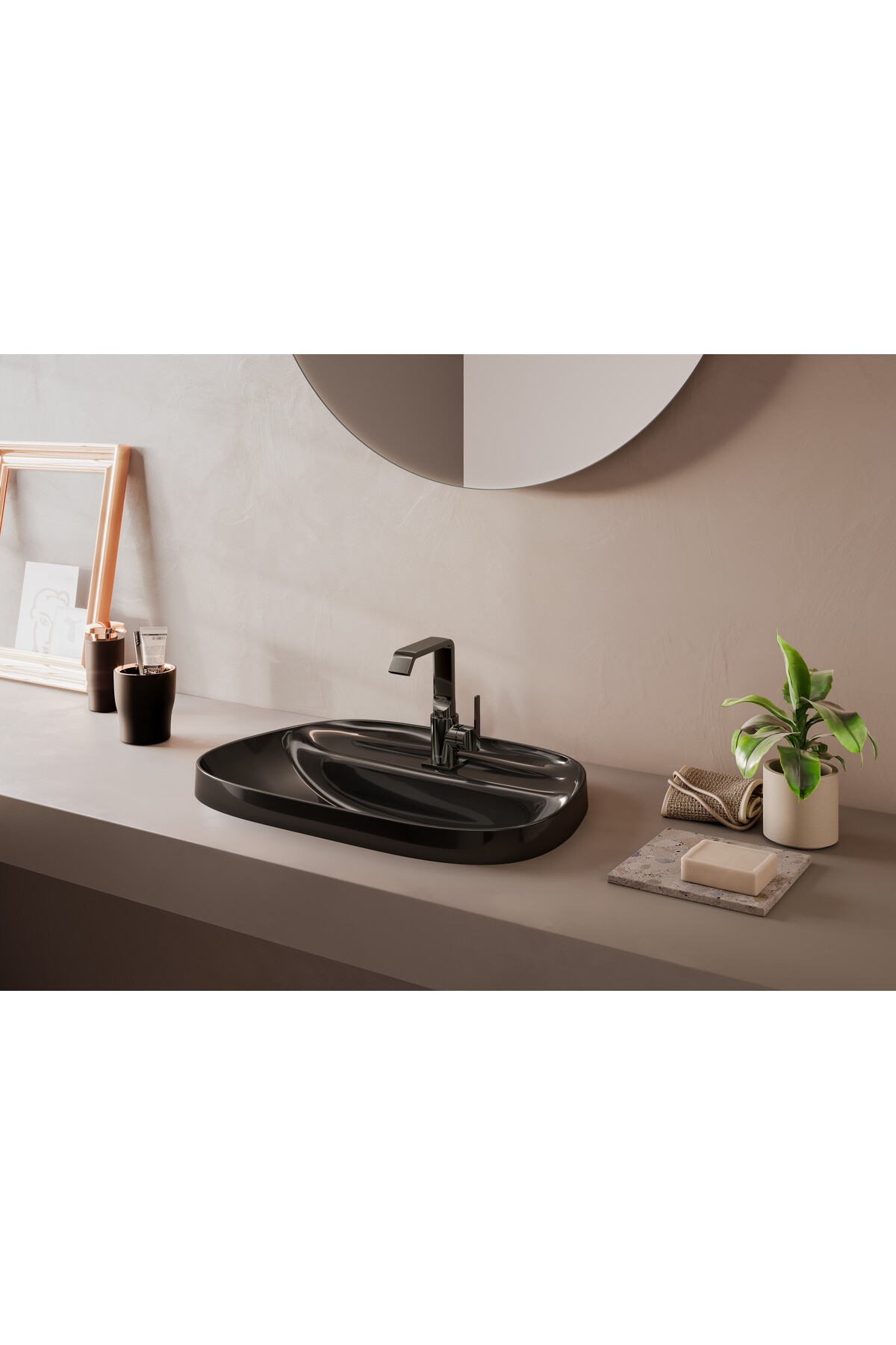 Suit A4261639 Lavabo Bataryası Yandan, Parlak Siyah
